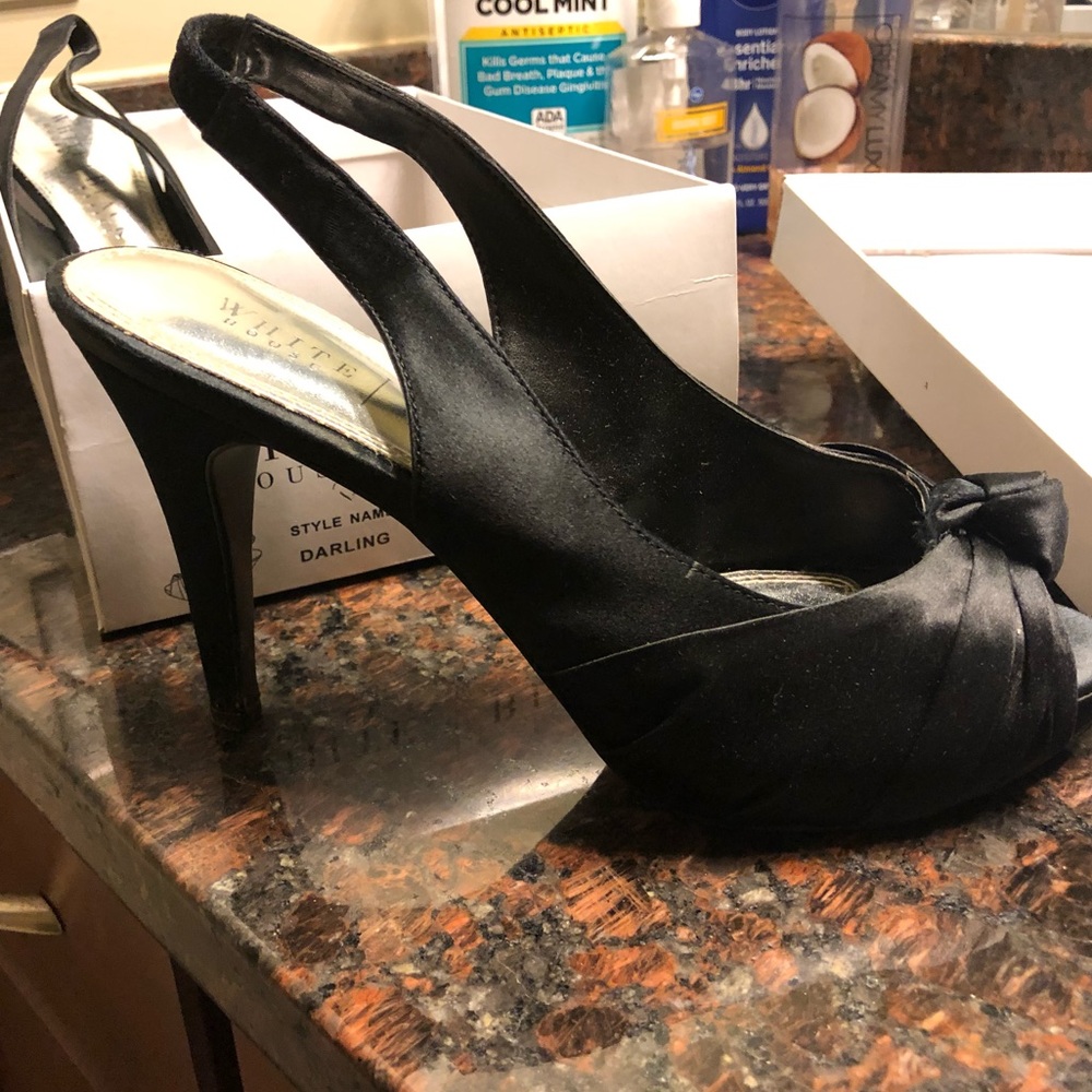 Black sling back heels